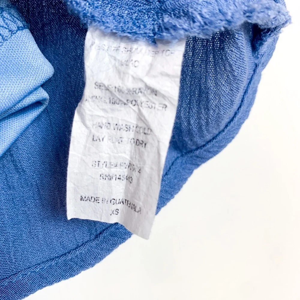 PPLA Blue Flowy Off the Shoulder Crop Top - Picture 5 of 6